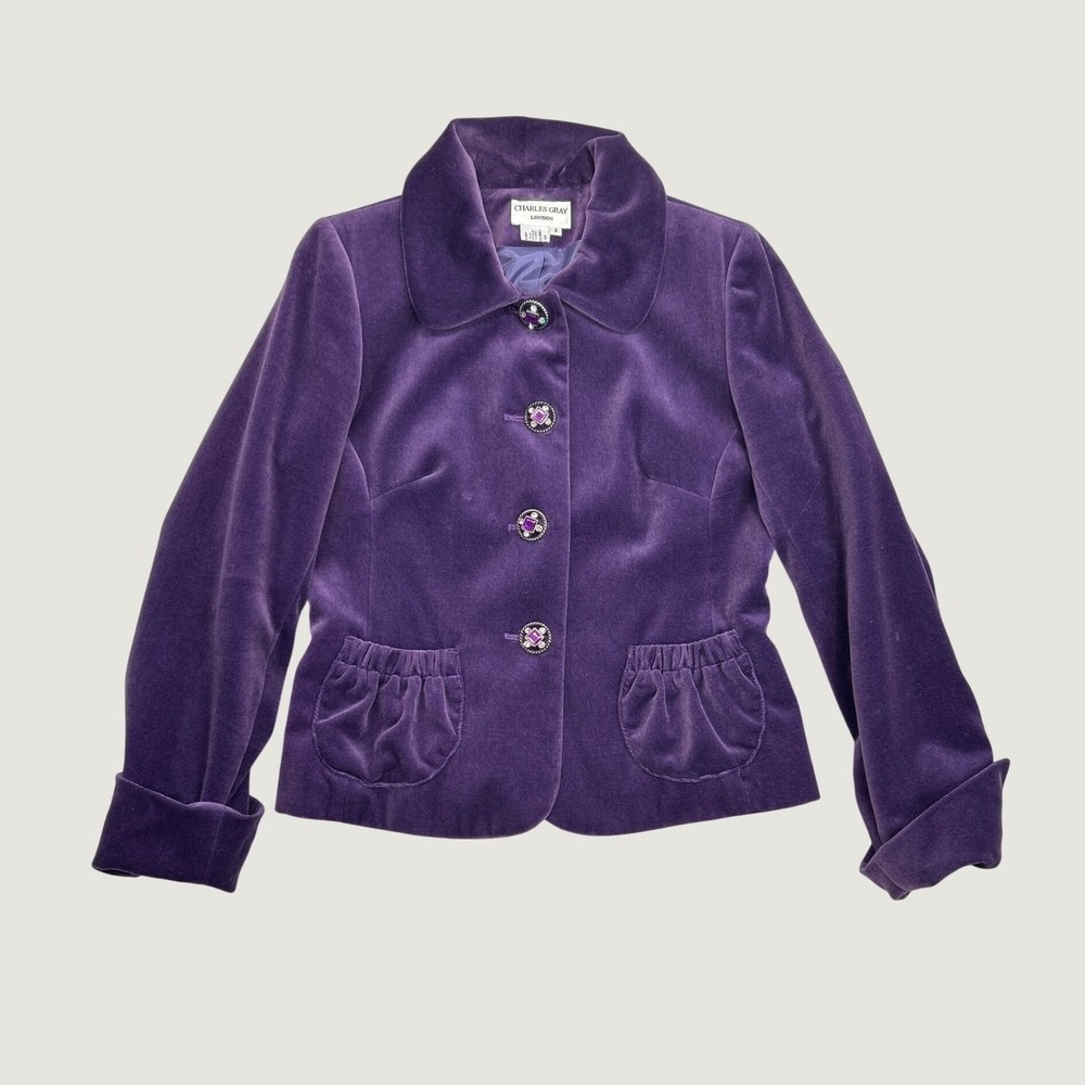 Charles Gray London Blazer Women S Purple Velvet Jeweled Whimsigoth Steampunk